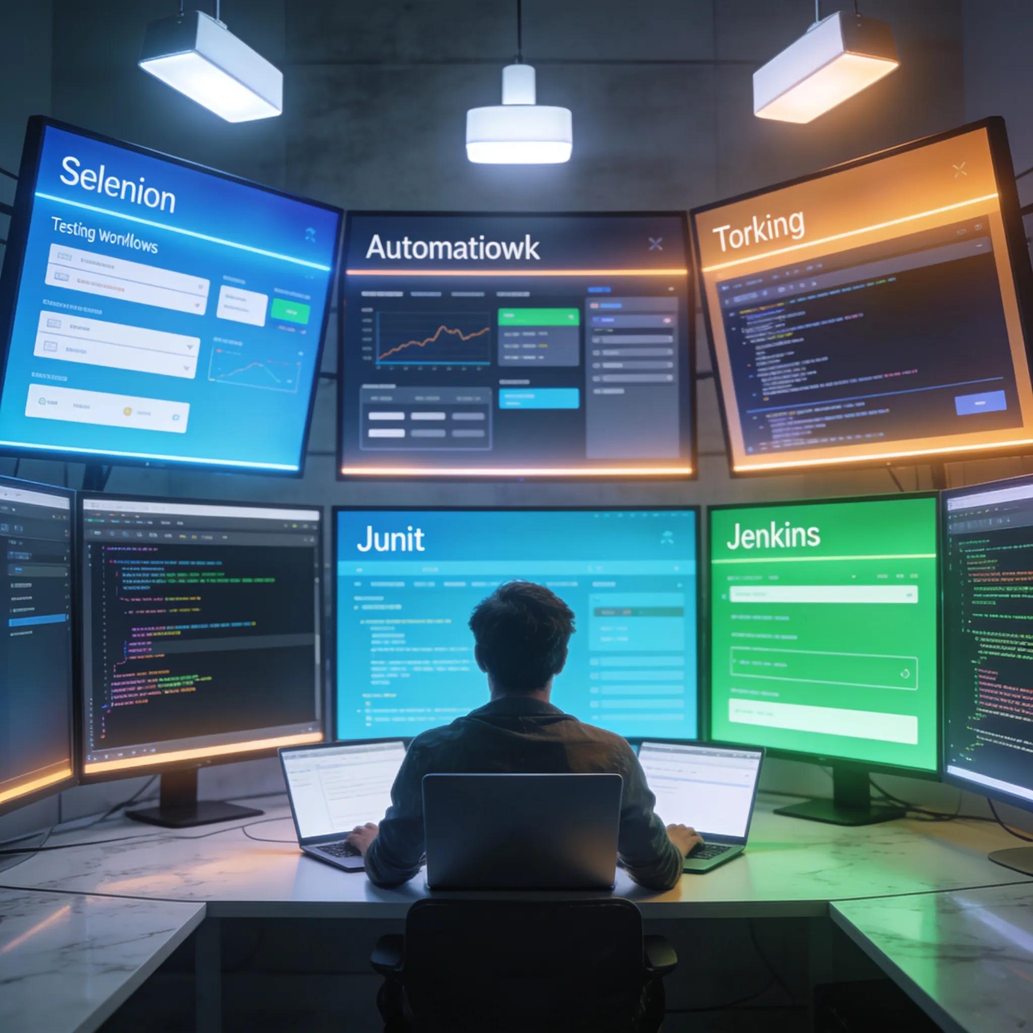 A modern software testing environment showcasing automation tools and dynamic workflows